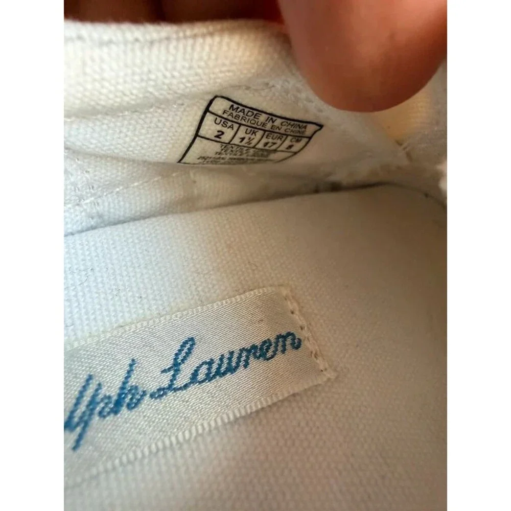 Polo Ralph Lauren Infant Baby Size 2 White Canvas Bal Harbour Multi Pony Slip On